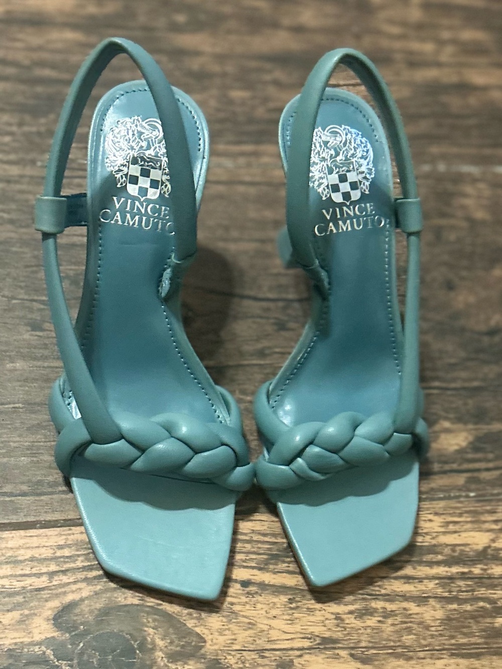 Vince Camuto Strappy Knotted Heeled Sandals — Teal Blue